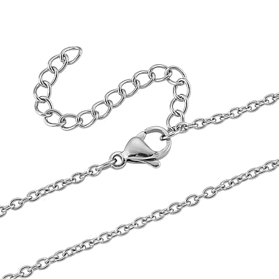 Lab Created White Opal Ethereal Frost Aura Pendant Necklace (20-22 Inches) in Stainless Steel