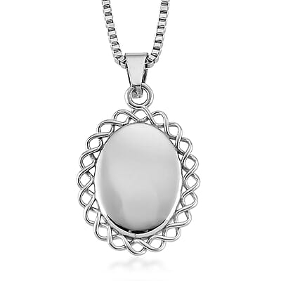 Lab Created Blue Opal Ocean Heart Halo Pendant Necklace (20-22 Inches) in Stainless Steel