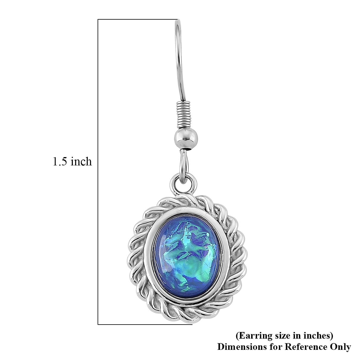 Blue Resin Ocean Heart Halo Earrings in Stainless Steel image number 4