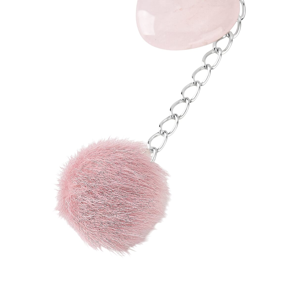 Rose Quartz Gemstone Gift Set of 3 Keyring, Beaded Bracelet and Cross Necklace 18 Inches image number 8