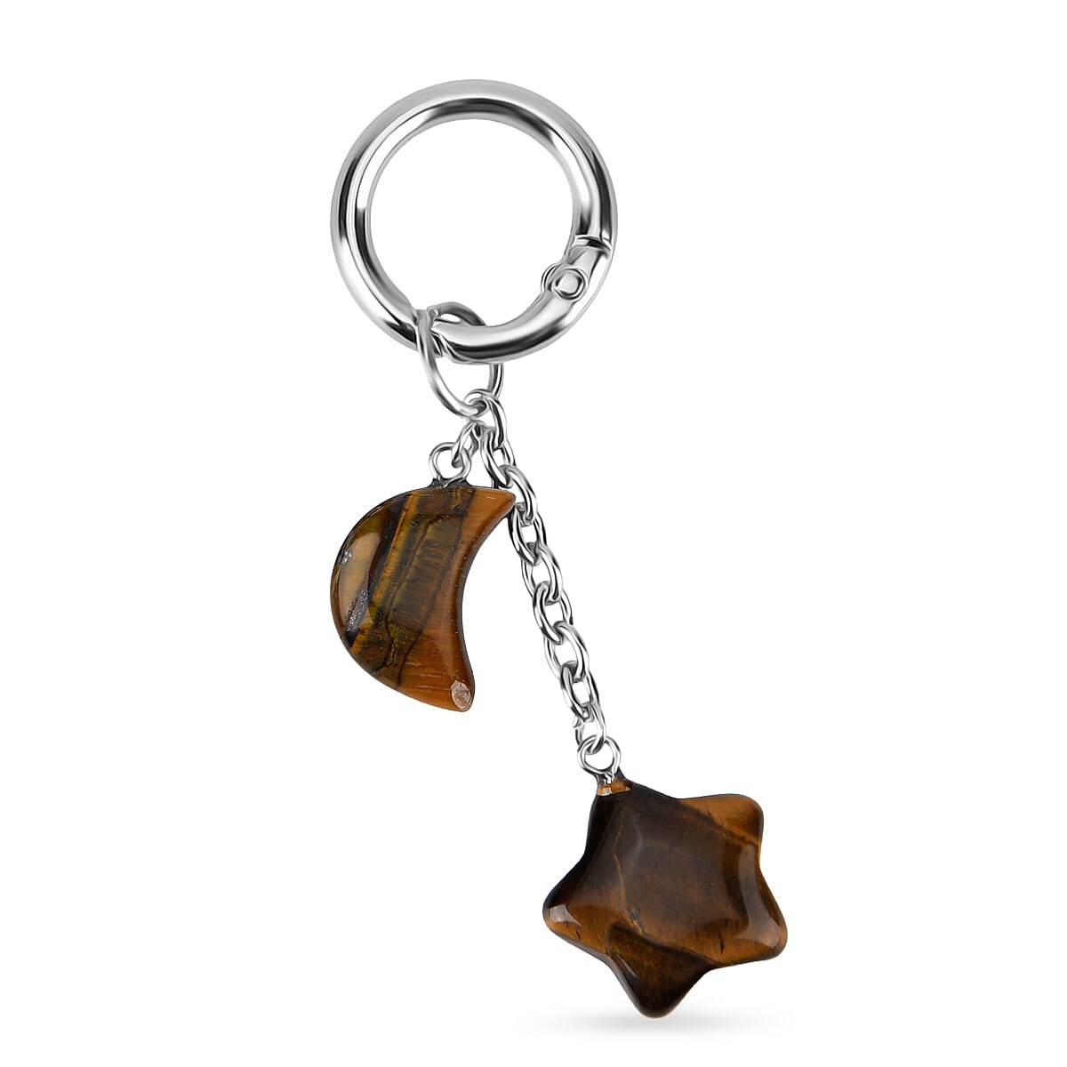 Tigers Eye Gemstone Gift Set of 3 Keyring, Beaded Bracelet and Cross Necklace 18 Inches image number 7