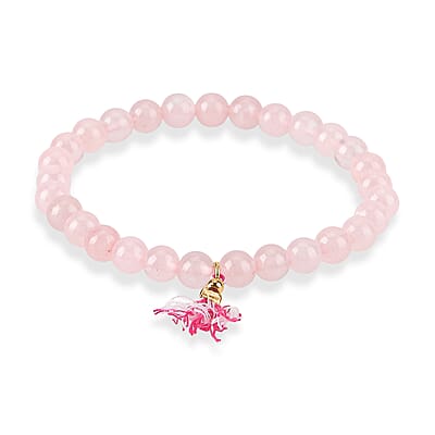Rose Quartz Gemstone Gift Set of 3 Keyring, Beaded Bracelet and Cross Necklace 18 Inches