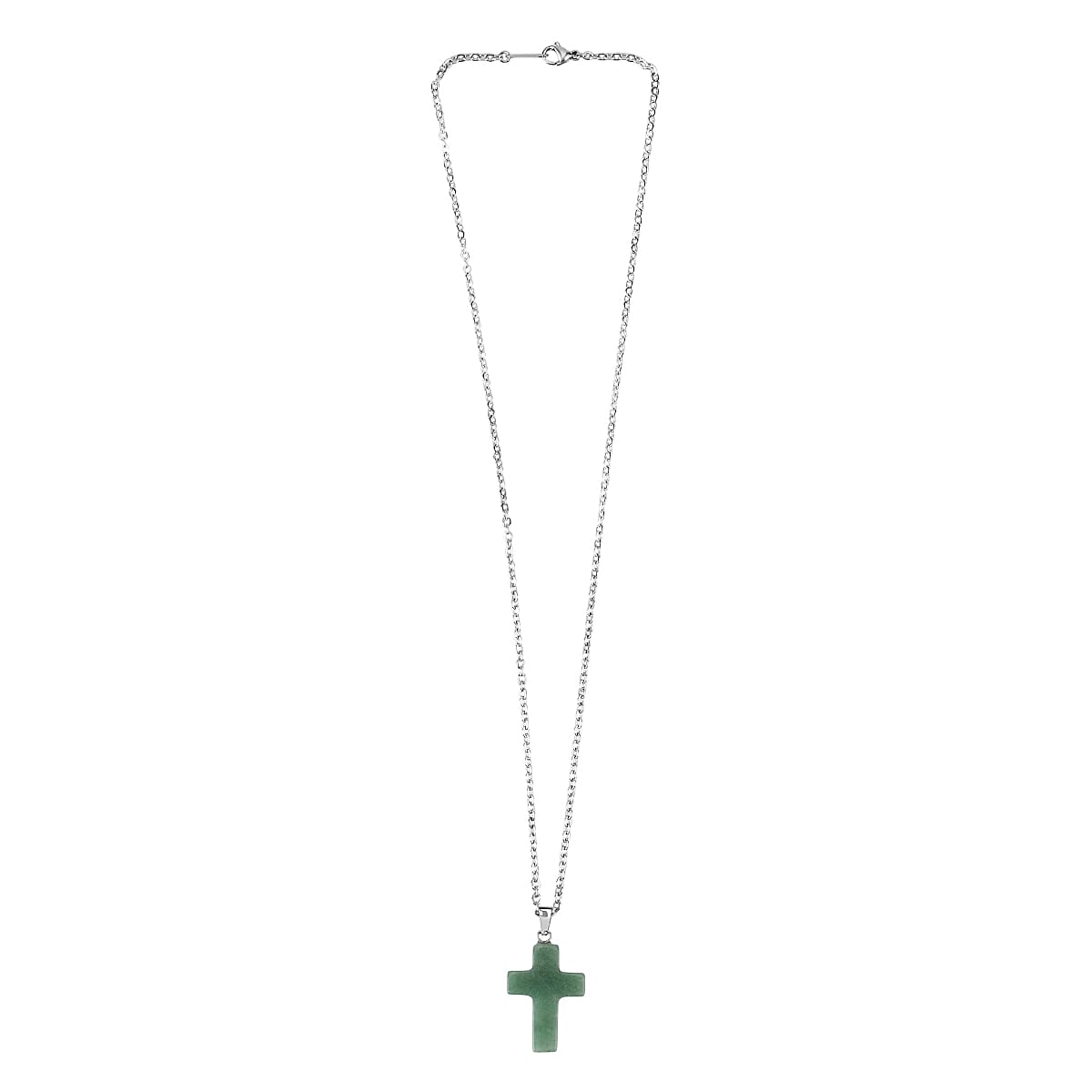 Green Aventurine Gemstone Gift Set of 3 Keyring, Beaded Bracelet and Cross Necklace 18 Inches image number 4
