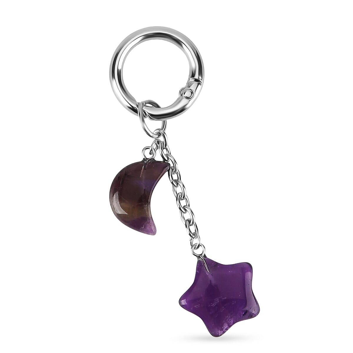 Amethyst Gemstone Gift Set of 3 Keyring, Beaded Bracelet and Cross Necklace 18 Inches image number 6