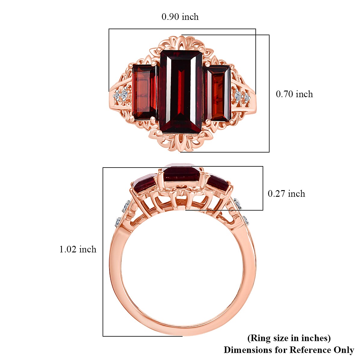 Premium Mozambique Garnet and Luxuriant Lab Grown Diamond G-H SI 5.20 ctw Flare Blossom Ring in 18K Vermeil Rose Gold Over Sterling Silver (Size 10.0) image number 5