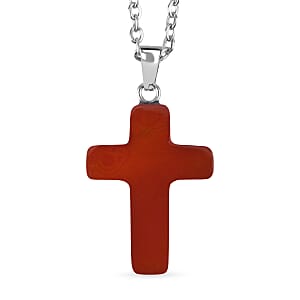 Citrine Gemstone Gift Set of 3 Keyring, Beaded Bracelet and Cross Necklace 18 Inches