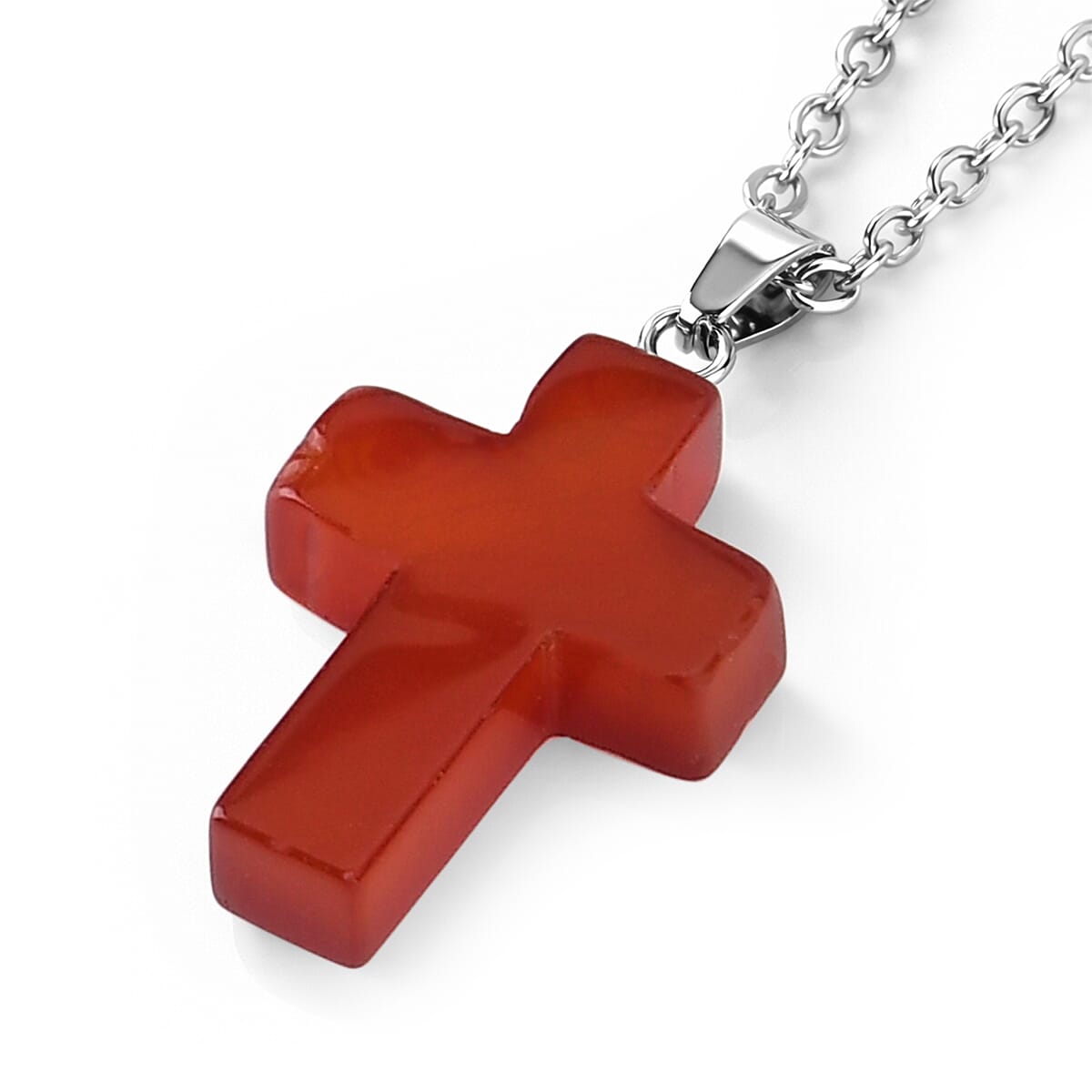 Citrine Gemstone Gift Set of 3 Keyring, Beaded Bracelet and Cross Necklace 18 Inches image number 3