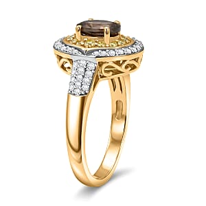 D'Joy Premium Madagascar Color Change Garnet and Multi Gemstone 1.40 ctw Ring in 18K Vermeil Yellow Gold Over Sterling Silver (Size 10.0)