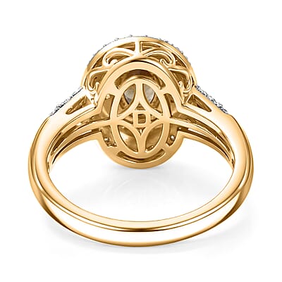 D'Joy Premium Madagascar Color Change Garnet and Multi Gemstone 1.40 ctw Shiftlight Halo Ring in 18K Vermeil Yellow Gold Over Sterling Silver (Size 10.0)