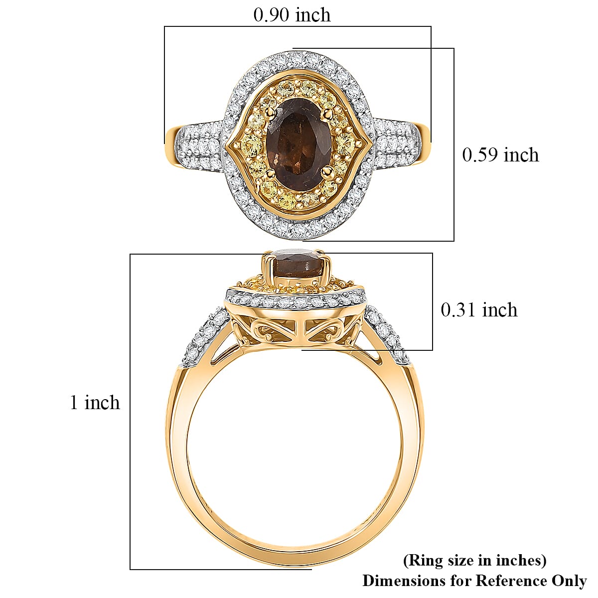 D'Joy Premium Madagascar Color Change Garnet and Multi Gemstone 1.40 ctw Shiftlight Halo Ring in 18K Vermeil Yellow Gold Over Sterling Silver (Size 10.0)