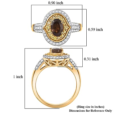 D'Joy Premium Madagascar Color Change Garnet and Multi Gemstone 1.40 ctw Shiftlight Halo Ring in 18K Vermeil Yellow Gold Over Sterling Silver (Size 10.0)