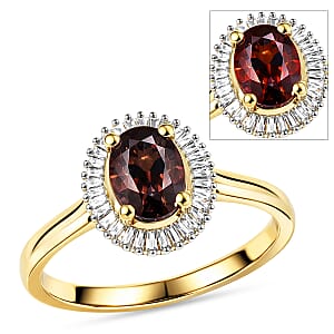 D'Joy Premium Madagascar Color Change Garnet and Diamond 1.70 ctw Ring in 18K Vermeil Yellow Gold Over Sterling Silver (Size 10.0)