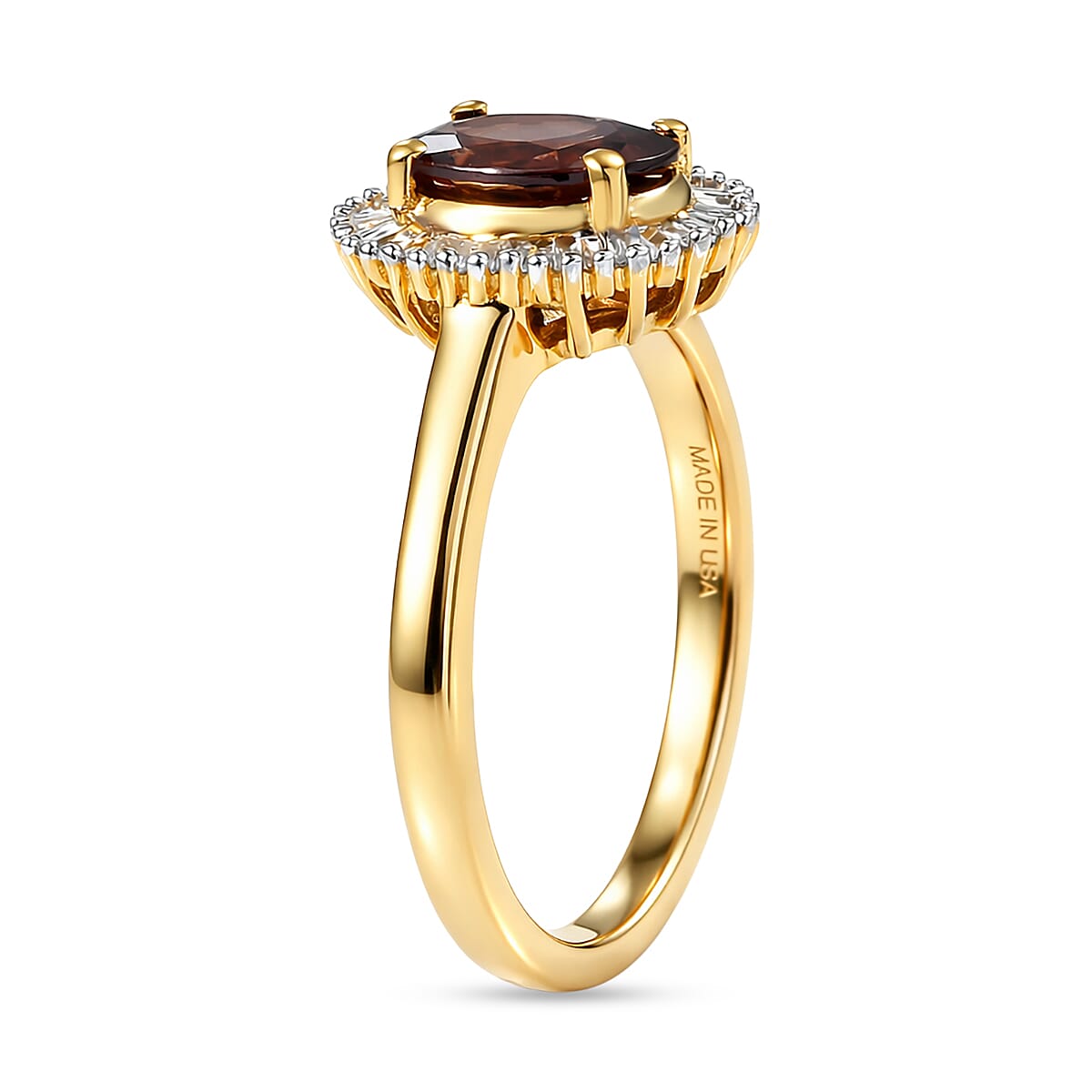 D'Joy Premium Madagascar Color Change Garnet and Diamond 1.70 ctw Ring in 18K Vermeil Yellow Gold Over Sterling Silver (Size 10.0) image number 3
