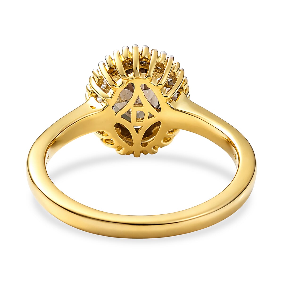 D'Joy Premium Madagascar Color Change Garnet and Diamond 1.70 ctw Starburst Deco Halo Ring in 18K Vermeil Yellow Gold Over Sterling Silver (Size 10.0)