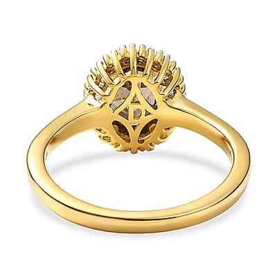D'Joy Premium Madagascar Color Change Garnet and Diamond 1.70 ctw Starburst Deco Halo Ring in 18K Vermeil Yellow Gold Over Sterling Silver (Size 10.0)