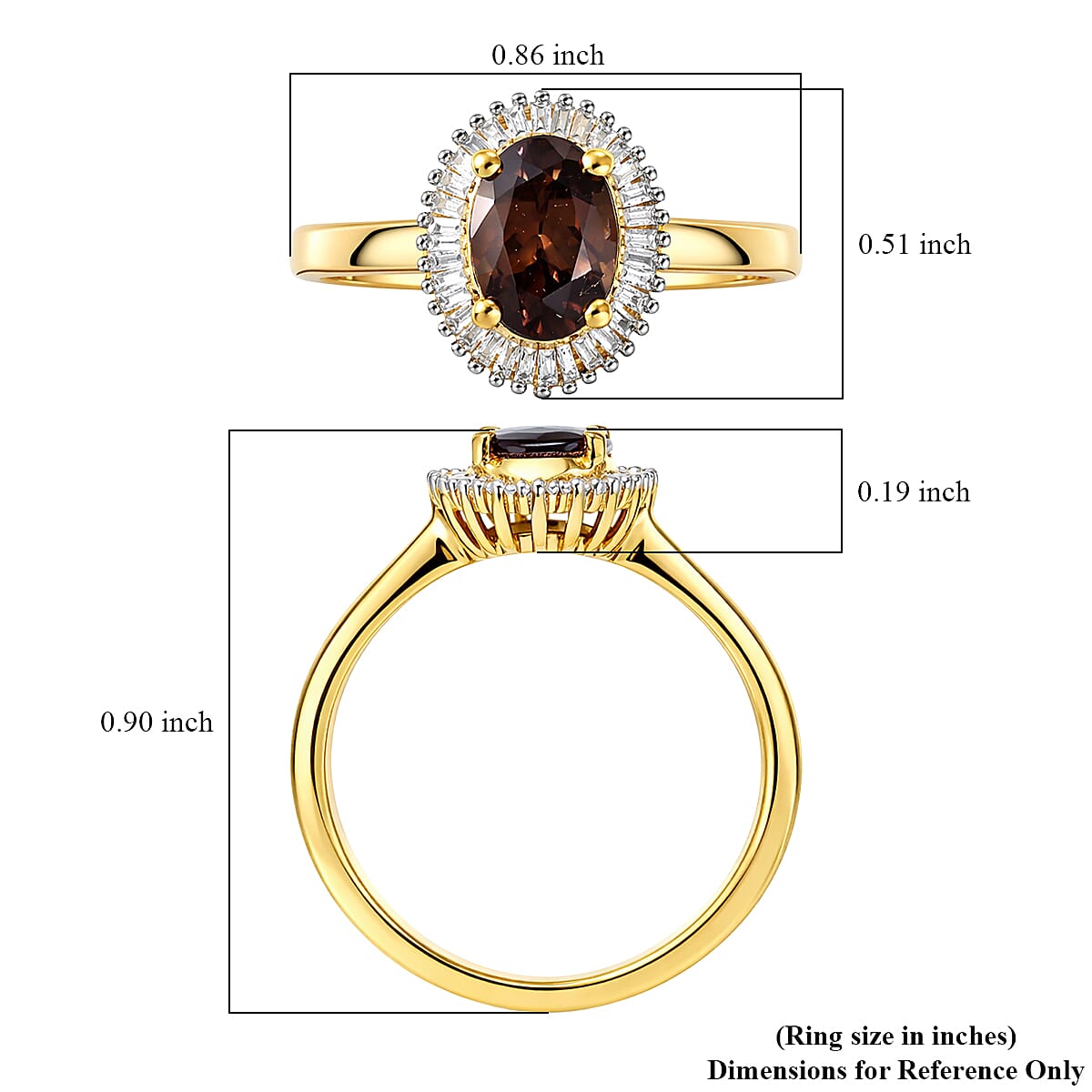 D'Joy Premium Madagascar Color Change Garnet and Diamond 1.70 ctw Starburst Deco Halo Ring in 18K Vermeil Yellow Gold Over Sterling Silver (Size 10.0)