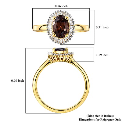 D'Joy Premium Madagascar Color Change Garnet and Diamond 1.70 ctw Starburst Deco Halo Ring in 18K Vermeil Yellow Gold Over Sterling Silver (Size 10.0)