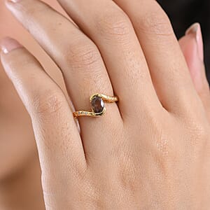 D'Joy Premium Madagascar Color Change Garnet and Moissanite 1.10 ctw Ring in 18K Vermeil Yellow Gold Over Sterling Silver (Size 10.0)