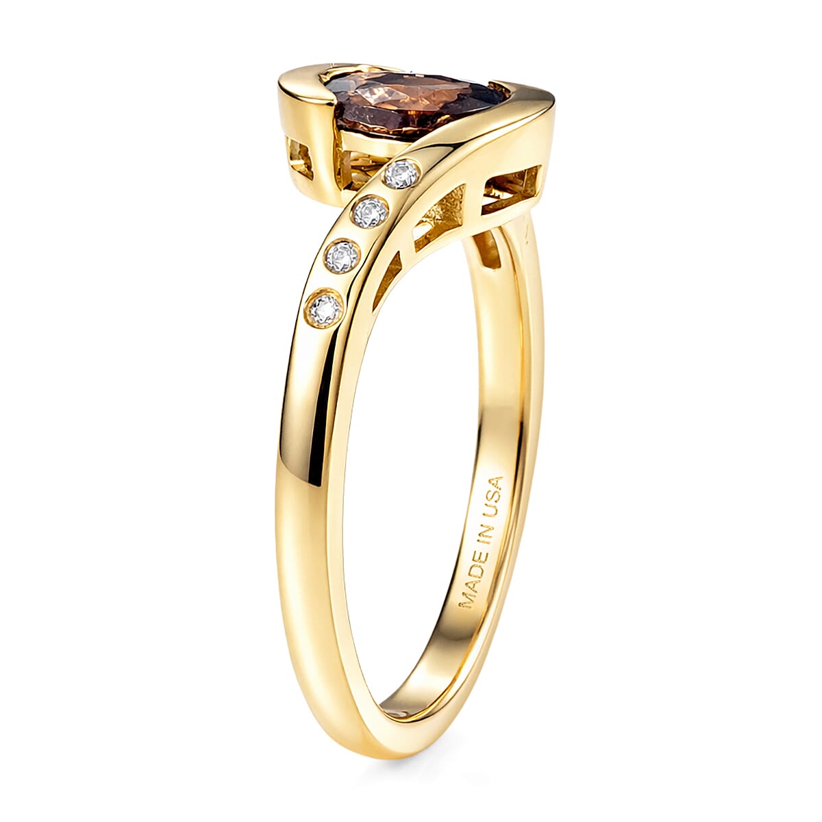 D'Joy Premium Madagascar Color Change Garnet and Moissanite 1.10 ctw Lumina Wave Ring in 18K Vermeil Yellow Gold Over Sterling Silver (Size 5.0)