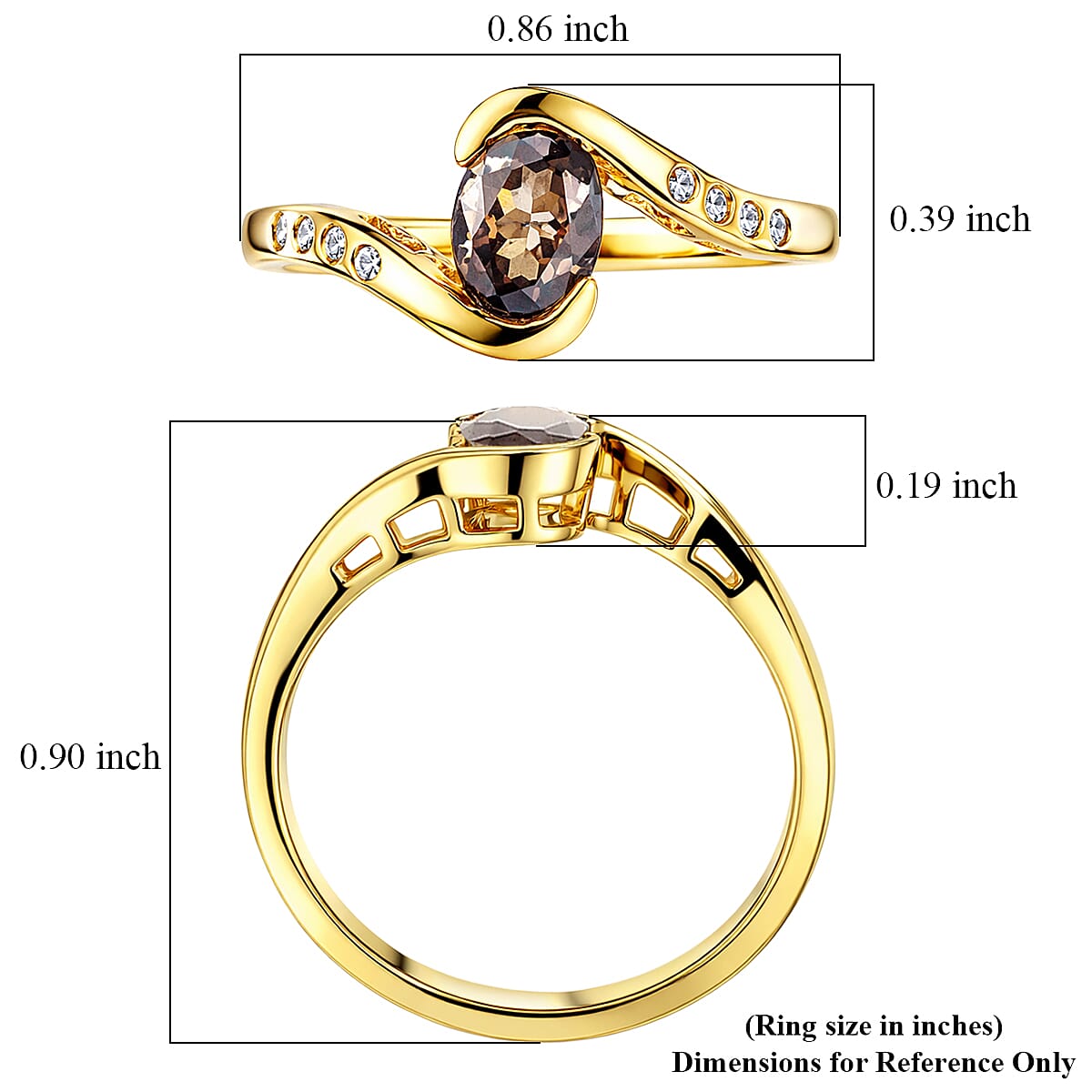 D'Joy Premium Madagascar Color Change Garnet and Moissanite 1.10 ctw Lumina Wave Ring in 18K Vermeil Yellow Gold Over Sterling Silver (Size 5.0)
