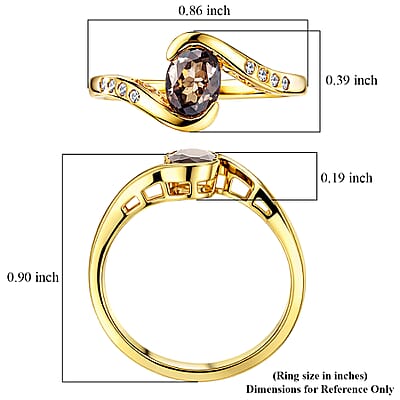 D'Joy Premium Madagascar Color Change Garnet and Moissanite 1.10 ctw Lumina Wave Ring in 18K Vermeil Yellow Gold Over Sterling Silver (Size 5.0)