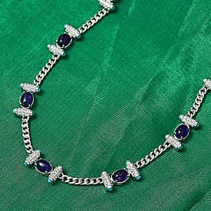 GP Royal Art Deco Premium African Amethyst and Multi Gemstone 13.50 ctw Necklace in Rhodium Over Sterling Silver 18-20 Inches