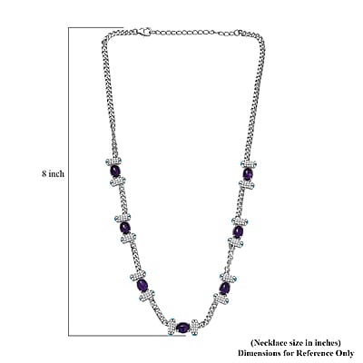 GP Royal Art Deco Premium African Amethyst and Multi Gemstone 13.50 ctw Necklace in Rhodium Over Sterling Silver 18-20 Inches