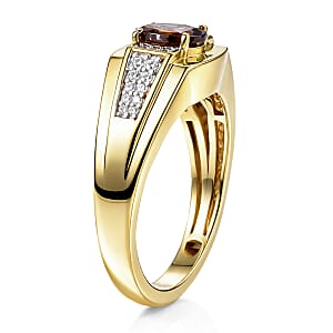 D'Joy Premium Madagascar Color Change Garnet and Moissanite 1.20 ctw Men's Ring in 18K Vermeil Yellow Gold Over Sterling Silver (Size 10.0)