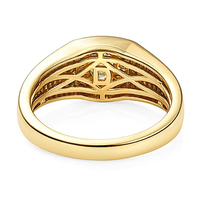D'Joy Premium Madagascar Color Change Garnet and Moissanite 1.20 ctw Men's Ring in 18K Vermeil Yellow Gold Over Sterling Silver (Size 10.0)