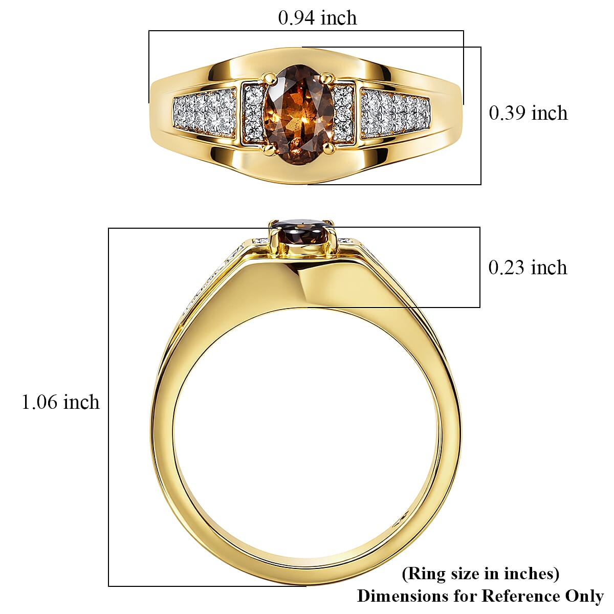 D'Joy Premium Madagascar Color Change Garnet and Moissanite 1.20 ctw Men's Ring in 18K Vermeil Yellow Gold Over Sterling Silver (Size 10.0) image number 5
