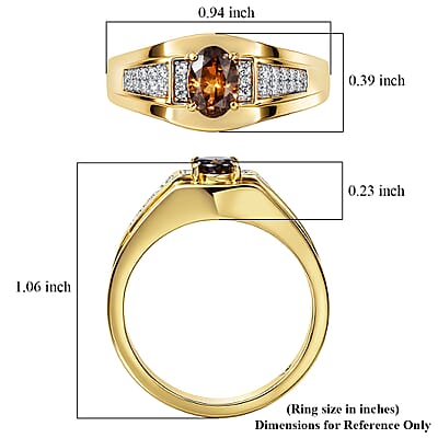 D'Joy Premium Madagascar Color Change Garnet and Moissanite 1.20 ctw Men's Ring in 18K Vermeil Yellow Gold Over Sterling Silver (Size 10.0)