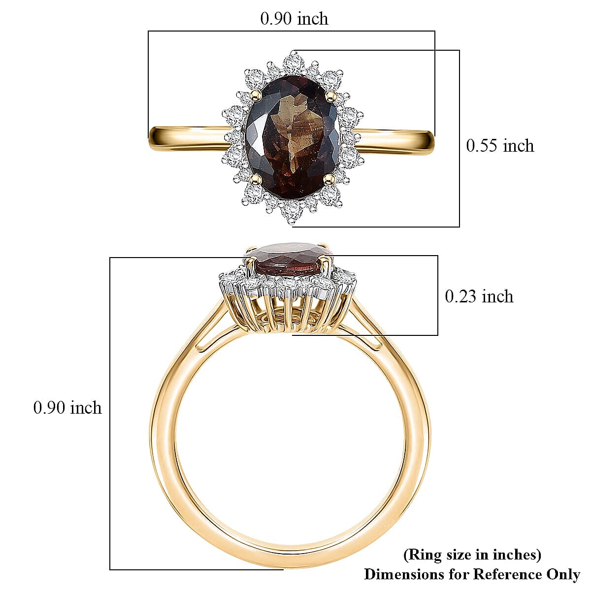 Luxoro AAA Madagascar Color Change Garnet and Diamond I2 2.40 ctw Lumina Blooming Halo Ring in 10K Yellow Gold (Size  10.0)