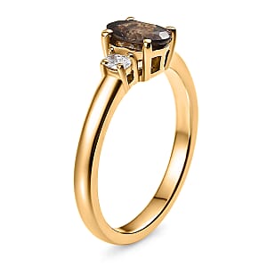 Premium Madagascar Color Change Garnet and Luxuriant Lab Grown Diamond G-H SI 1.10 ctw Ring in 18K Vermeil Yellow Gold Over Sterling Silver (Size 10.0)