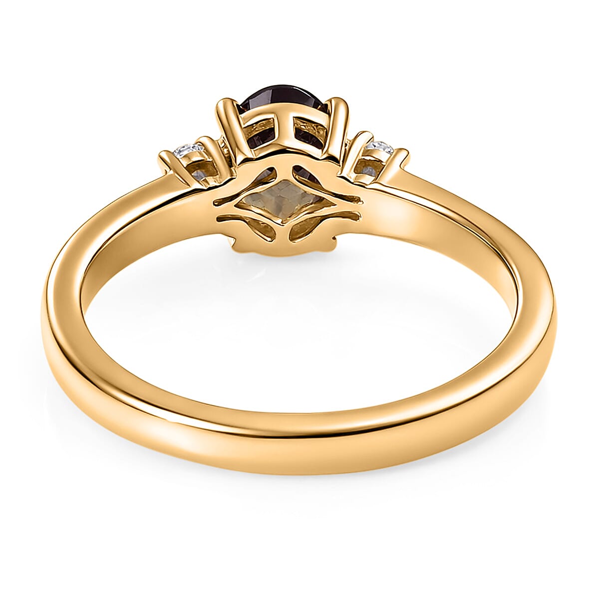 Premium Madagascar Color Change Garnet and Luxuriant Lab Grown Diamond G-H SI 1.10 ctw Ring in 18K Vermeil Yellow Gold Over Sterling Silver (Size 10.0) image number 4