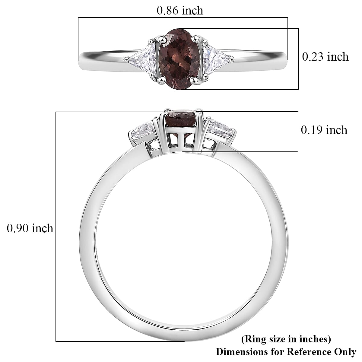 D'Joy Premium Madagascar Color Change Garnet and Moissanite 0.75 ctw Lumina Trinity Ring in Rhodium Over Sterling Silver (Size 10.0)