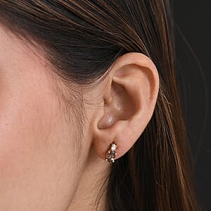 Premium Madagascar Color Change Garnet and Luxuriant Lab Grown Diamond G-H SI 1.30 ctw Earrings in 18K Vermeil Yellow Gold Over Sterling Silver