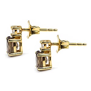 Premium Madagascar Color Change Garnet and Luxuriant Lab Grown Diamond G-H SI 1.30 ctw Earrings in 18K Vermeil Yellow Gold Over Sterling Silver