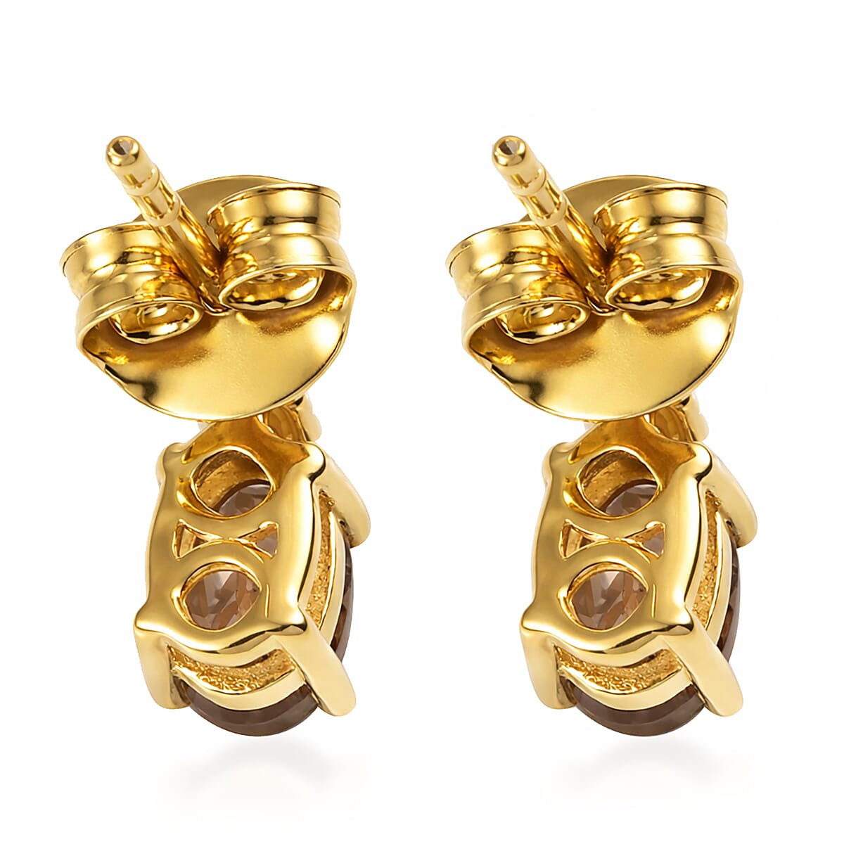 Premium Madagascar Color Change Garnet and Luxuriant Lab Grown Diamond G-H SI 1.30 ctw Earrings in 18K Vermeil Yellow Gold Over Sterling Silver image number 4