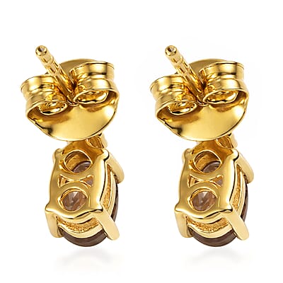 Premium Madagascar Color Change Garnet and Luxuriant Lab Grown Diamond G-H SI 1.30 ctw Luminous Eclat Earrings in 18K Vermeil Yellow Gold Over Sterling Silver