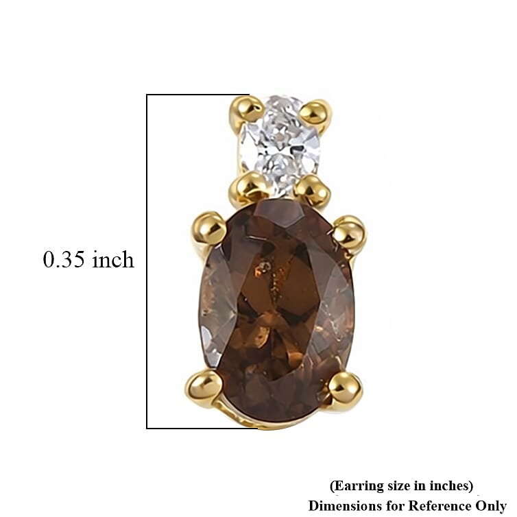 Premium Madagascar Color Change Garnet and Luxuriant Lab Grown Diamond G-H SI 1.30 ctw Luminous Eclat Earrings in 18K Vermeil Yellow Gold Over Sterling Silver