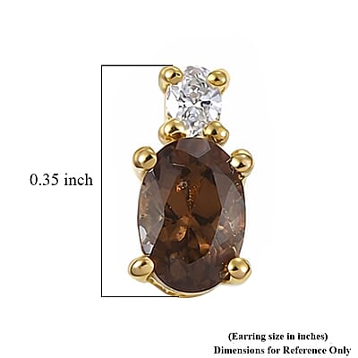 Premium Madagascar Color Change Garnet and Luxuriant Lab Grown Diamond G-H SI 1.30 ctw Luminous Eclat Earrings in 18K Vermeil Yellow Gold Over Sterling Silver