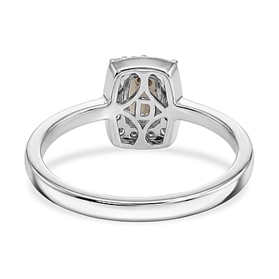 D'Joy Premium Madagascar Color Change Garnet and Moissanite 0.90 ctw Aurora Halo Ring in Rhodium Over Sterling Silver (Size 10.0)