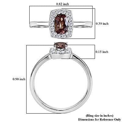 D'Joy Premium Madagascar Color Change Garnet and Moissanite 0.90 ctw Aurora Halo Ring in Rhodium Over Sterling Silver (Size 10.0)