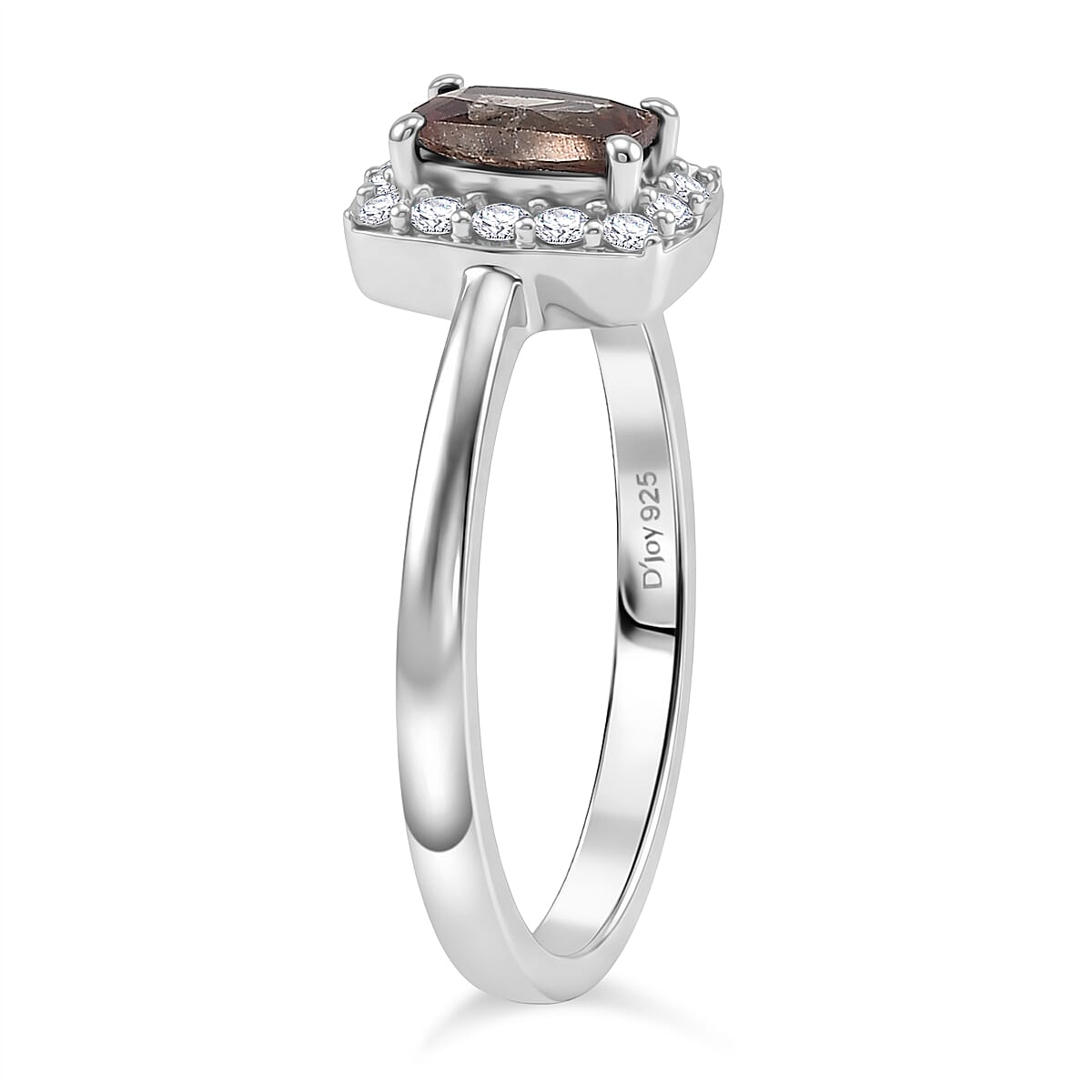 D'Joy Premium Madagascar Color Change Garnet and Moissanite 0.90 ctw Halo Ring in Rhodium Over Sterling Silver (Size 7.0) image number 3