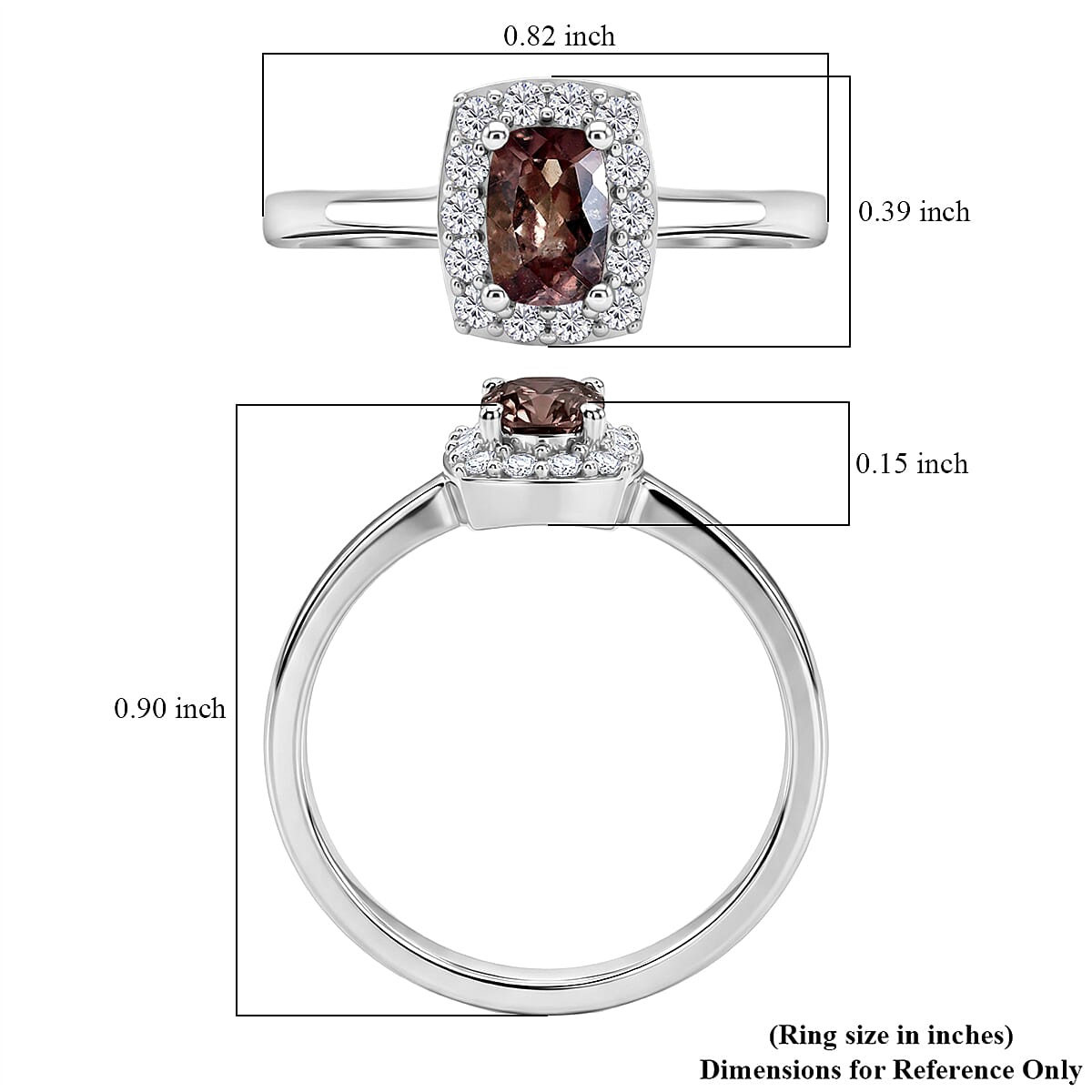 D'Joy Premium Madagascar Color Change Garnet and Moissanite 0.90 ctw Halo Ring in Rhodium Over Sterling Silver (Size 7.0) image number 5