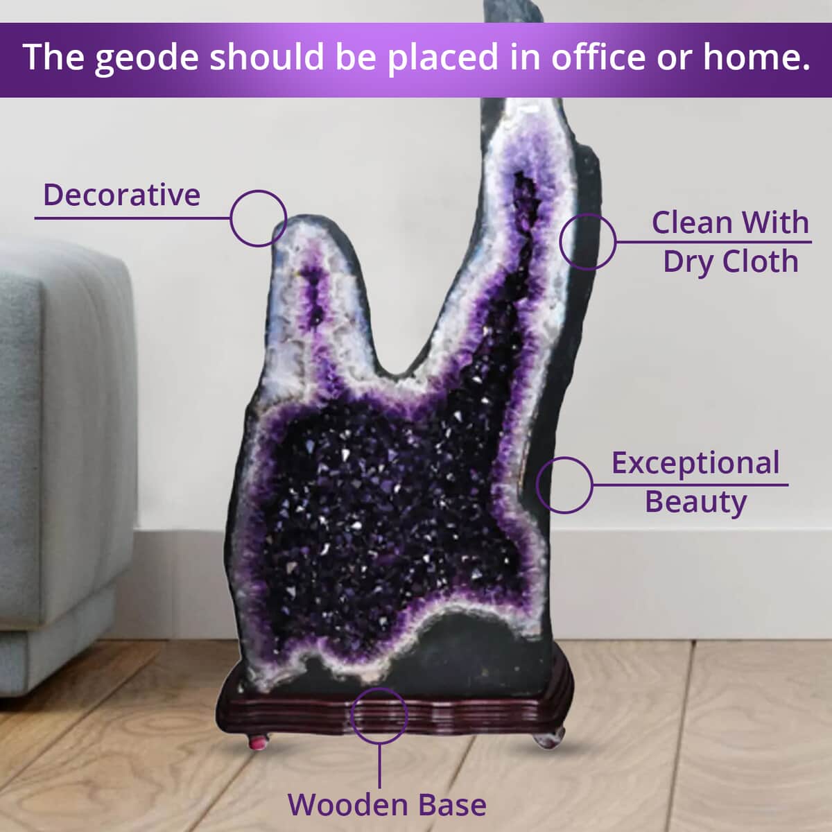 Home and Office Decor Uruguayan Amethyst Geode With Stand (754 lbs) image number 2