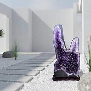 Home and Office Decor Uruguayan Amethyst Geode On Wooden Base - 641 lbs (63x33x16)