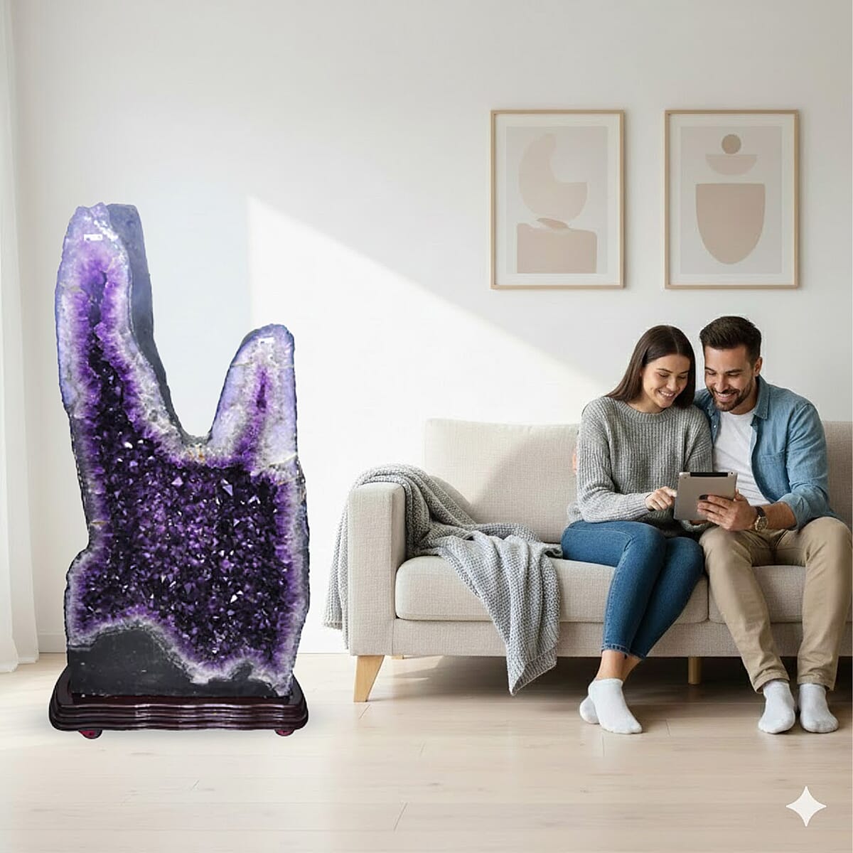 Home and Office Decor Uruguayan Amethyst Geode On Wooden Base - 641 lbs (63x33x16) image number 2