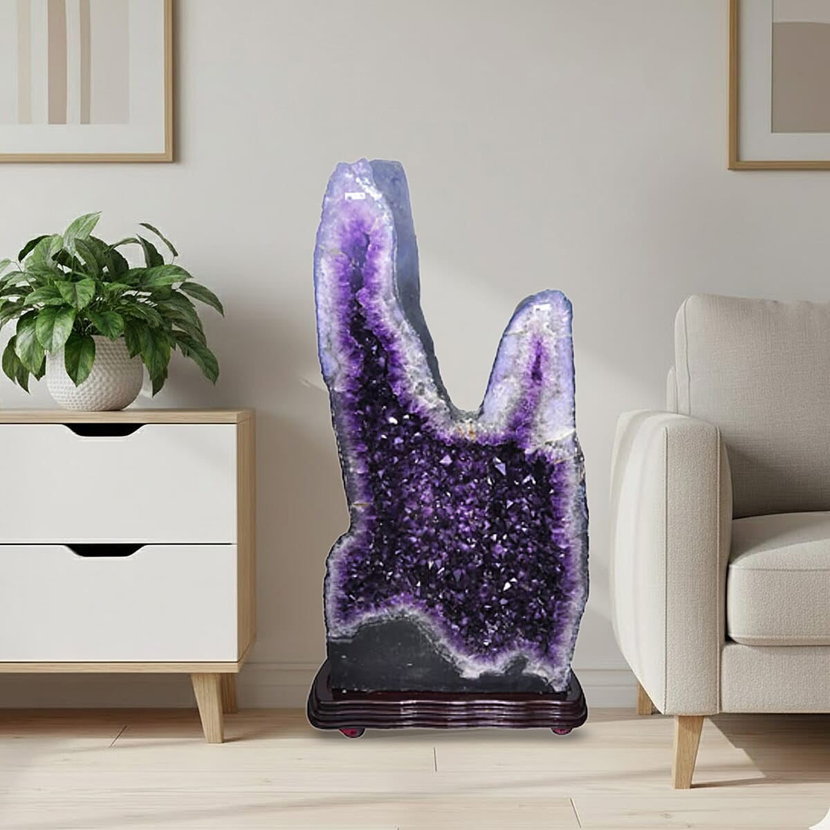 Home and Office Decor Uruguayan Amethyst Geode On Wooden Base - 641 lbs (63x33x16) image number 3