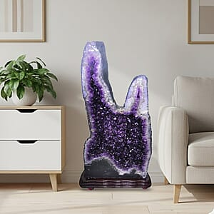Home and Office Decor Uruguayan Amethyst Geode On Wooden Base - 641 lbs (63x33x16)
